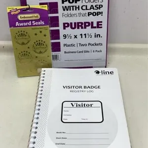 Award stickers visitor registry & plastic folder