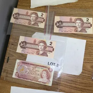3-1986 Canadian $2 bills