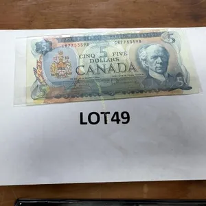 1972 Canadian $5 bill