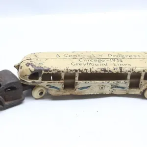 10 in Cast Iron Greyhound Truck Trailer Toy