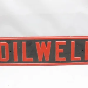 24 inch Oil Well Embossed Metal Sign