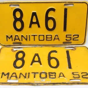 Original 1952 Manitoba License Plate Pair
