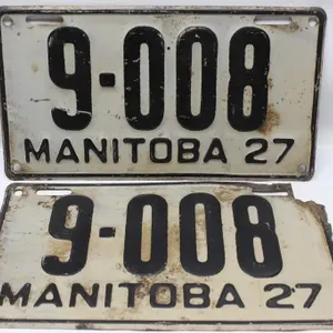 Original 1927 Manitoba License Plate Pair