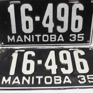 Original 1935 Manitoba License Plate Pair