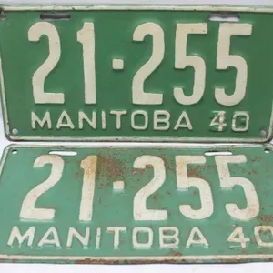 1933 40 Manitoba License Plate Pair