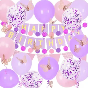 New Purple and Pink Birthday Decorations,...