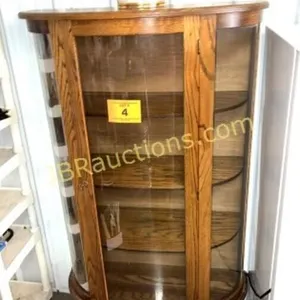 OAK PATTERN MODERN BOW FRONT CURIO CABINET