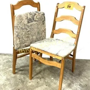 PAIR OF FOLDING LADDER BACK DINING CHAIRS