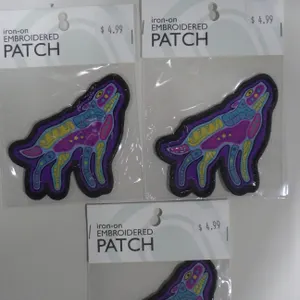 Lot of 3 Native Elements Howling Wolf Iron-on Embroidered Patches
