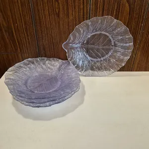 (4) Polycarbonate Lettuce Shaped Salad Plates