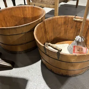 2 - wooden wash tubs with hand washing machine