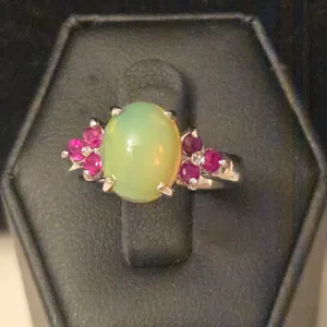 Yellow & Pink Stone Ring Size 6