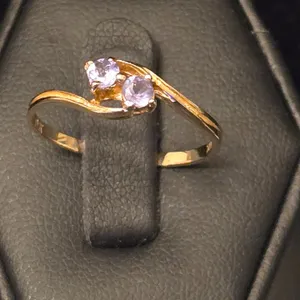 14K Gold Two-Stone Light Purple Ring