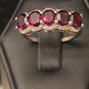Sterling Silver Red Gemstone Ring