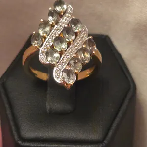 Modern Gemstone and Clear Stone Cluster Ring