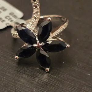 Sterling Silver Dark Blue Stone Ring