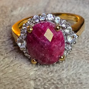 Sterling Silver Ring with Pink and Clear Stones