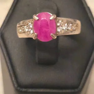 Colored Oval- Cut Stone Ring