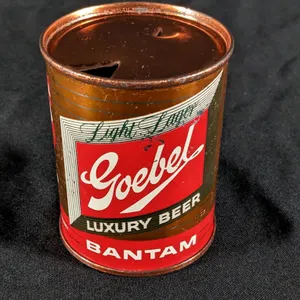 8 OZ FLAT TOP CAN GOEBEL LIGHT LAGER LUXURY BEER BANTAM GOEBEL BREWING CO