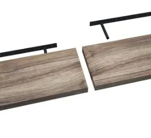 (2) Acacia Floating Wood Shelf, 2-pack - Like New/(1) Shelf Has Has Split Wood
