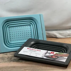 (2) KitchenAid Collapsible Colander- (1) Blue, Used & (1) Gray, Used