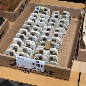 (2) Trays of Porcelain Fuse Blocks, Plug Fuses, Wire Markers, and Hardware