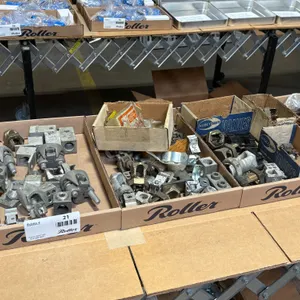 (3) Tryas of Assorted Connectors, Clamps, and Fasteners