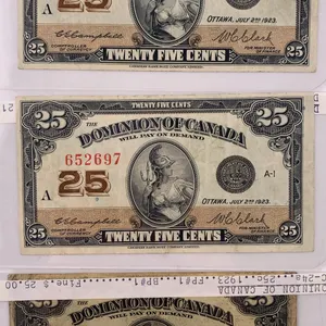 Canada 1923 25 Cents Shinplasters (3) – Serials 676362, 652697, A014303