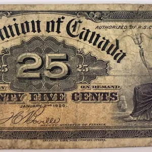 Canada 1870 25¢ Dominion Note Shinplaster