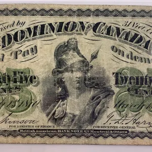 Canada 1870 25 Cents Dominion of Canada Shinplaster