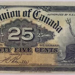 Canada 1900 25¢ Dominion of Canada Shinplaster – January 2, 1900 Issue