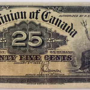 Canada 1900 25¢ Dominion of Canada Shinplaster – January 2, 1900 Issue