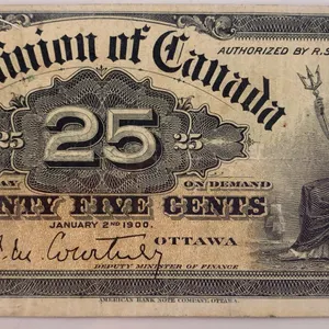 Canada 1900 25¢ Dominion of Canada Shinplaster – January 2, 1900 Issue