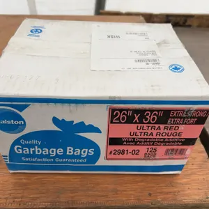 UNUSED Box of RED garbage bags 26”x36” Quantity 125