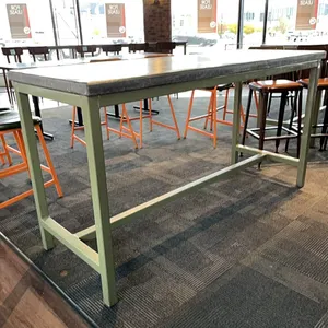 Heavy Duty bar height table with 2” thick concrete slab top and welded metal frame, 42" tall, 6’6" long, 2’6" wide