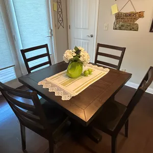 Wood Table 36" by 36" - 4 chairs and leaf