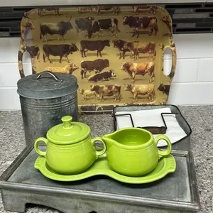 Tray, Cannister, sugar/creamer, napkin holder