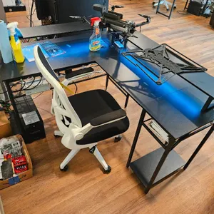 Metal Framed Corner Desk w/ Swivel Office Chair, Fortinet Wifi Access Point, Cyber Power Battery Backup, (2) Steel Cabinets (Lot)