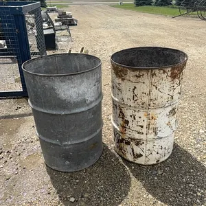 steel barrels one open side