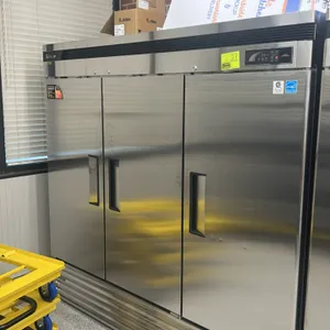 Turbo Air TSR-72SD-N stainless steel three-door reach-in refrigerator. Features self-contained refrigeration, digital temperature controls, and adjust