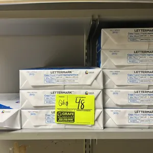 Lettermark 3970 copy paper. Includes 11 reams of 8.5" x 11" paper. Features 20 lb. weight, 92 brightness, and 500 sheets per ream. ColorLok technology
