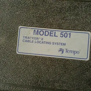 Tempo Tracker II Model 501 cable locating system. Features a Model 501T transmitter, receiver wand, and a Tempo IC-1 inductive coupler clamp. Housed i