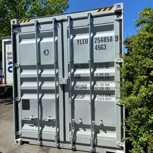 GREY 40' 52,910 LB MAX CAPACITY INDUSTRIAL TRANSPORT CONTAINER WITH 4 DUAL SWING SIDE DOORS DUAL