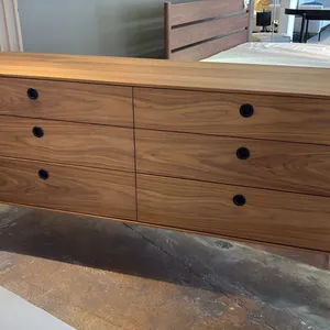 EQ3 MADE IN CANADA REPLAY DOUBLE DRESSER. WALNUT VENEER, BIRCH INTERIOR WITH FULL EXTENSION GLIDES,