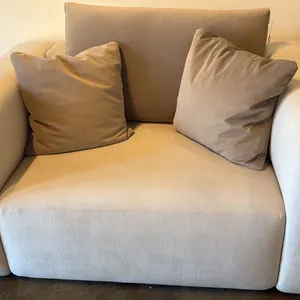TRICA. HUPPE MADE IN CANADA OVERSIZE CHAIR. MODEL LE DELACE CHAIR & A HALF WITH PILLOWS.