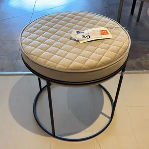 CALLIGARIS ATOLLO OTTOMAN STOLL. VENICE SAND FABRIC WITH BLACK SATIN METAL FRAME.