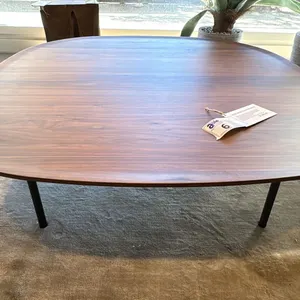 RIVER LARGE SQUARE 40" X 40" COFFEE TABLE RETAIL $1399. WALNUT TOP BLACK BASE.