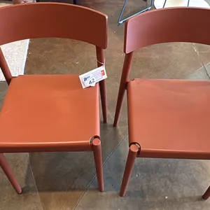 PAIR OF CALLIGARIS FORMED WOOD CHAIRS IN BURNT SIENNA. SCANDIA MADE IN ITALY. RETAIL $2070