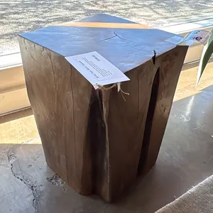 SOLID TEAK WOOD SQUARE STOOL/SIDE TABLE. 16"H