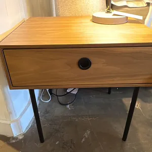 EQ3 MADE IN CANADA REPLAY SIDE TABLE. WALNUT VENEER, BIRCH INTERIOR. 21"W RETAIL $600